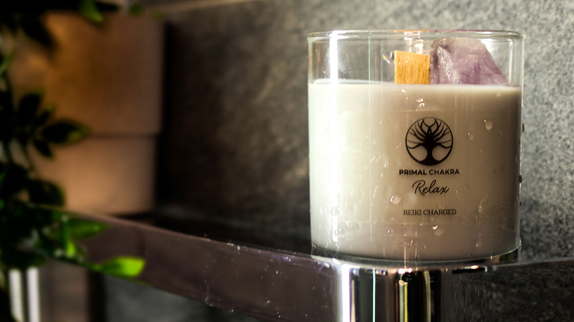 relax candle spa range in bathroom