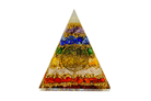 7 Chakra Layered Reiki Energy Charged Orgone Pyramid with 7 Chakra Flower Of Life Emblem Primal Chakra