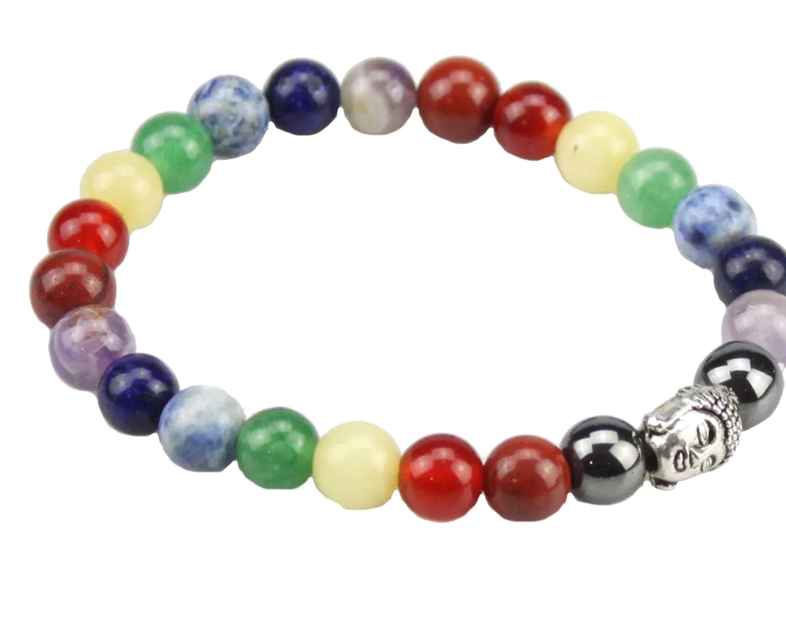 7 Chakra and Hematite Buddha Head Bracelet Primal Chakra