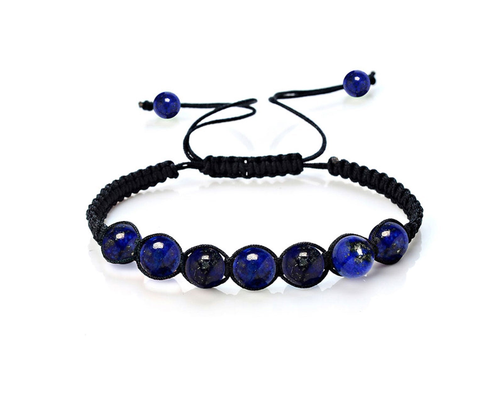 Lapis Lazuli 8mm Natural Crystal Bead Knitted Bracelet Primal Chakra