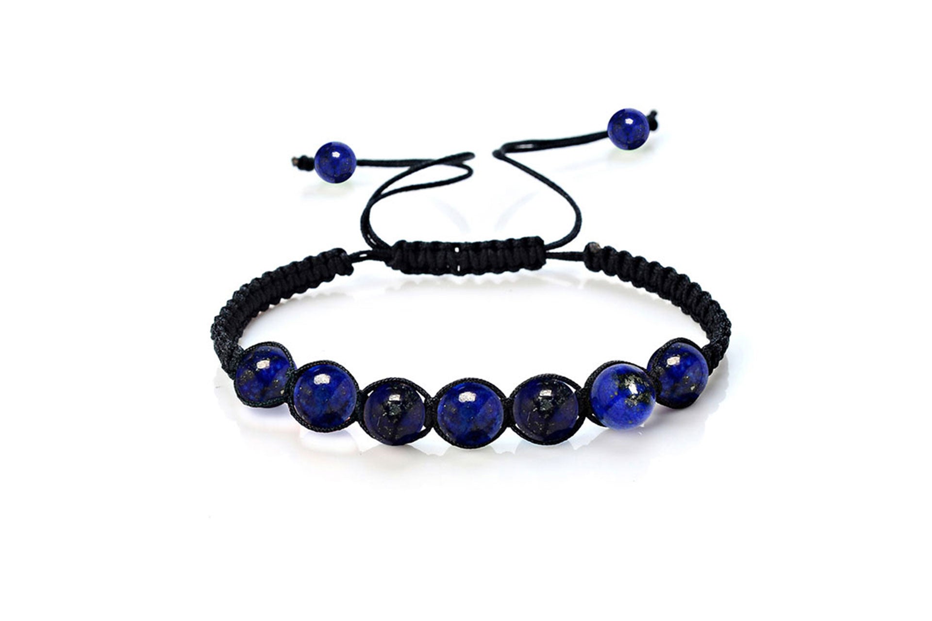 Lapis Lazuli 8mm Natural Crystal Bead Knitted Bracelet Primal Chakra