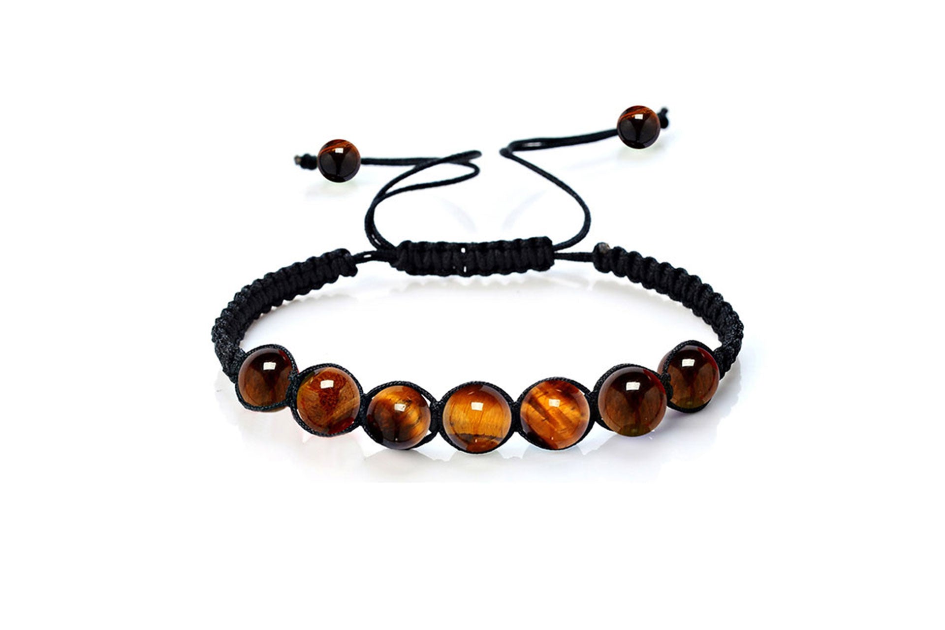 Tiger Eye 8mm Natural Crystal Bead Knitted Bracelet Primal Chakra