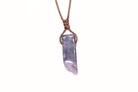 Amethyst Irregular Cuboid Necklace With Brown Cord Primal Chakra