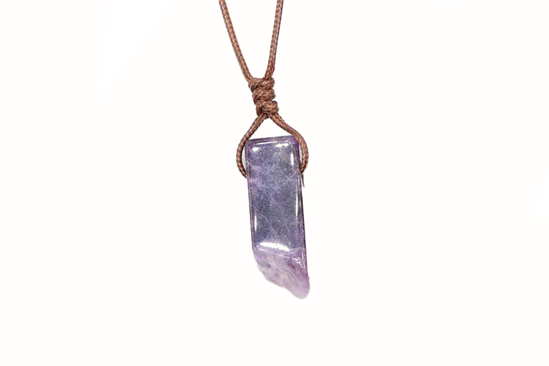 Amethyst Irregular Cuboid Necklace With Brown Cord Primal Chakra