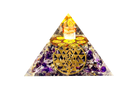 Amethyst Reiki Energy Charged Orgone Pyramid with 7 Chakra and Sri Yantra Emblems Primal Chakra
