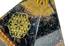 Black Tourmaline Nubian Copper Beads Reiki Energy Charged Orgone Pyramid with Flower Of Life Emblem Primal Chakra