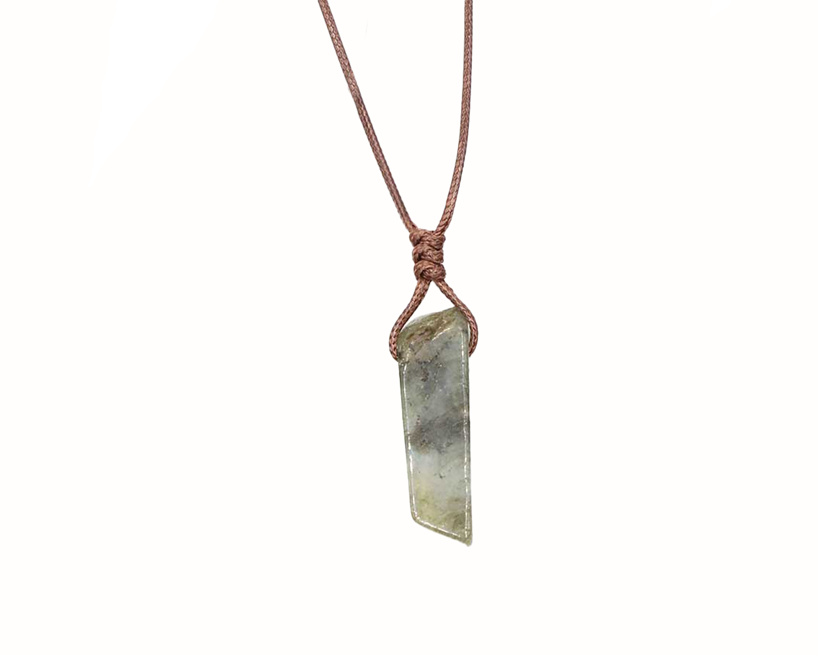 Labradorite Irregular Cuboid Necklace With Brown Cord Primal Chakra