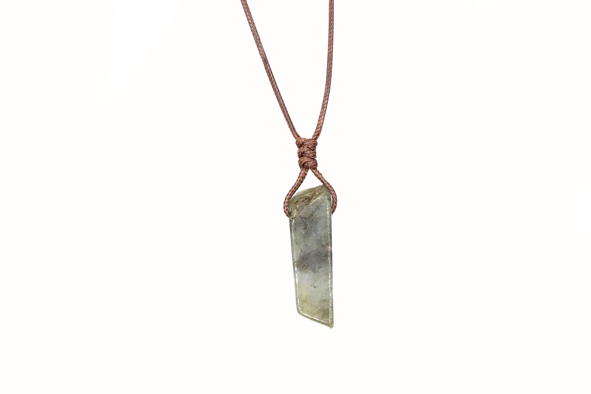 Labradorite Irregular Cuboid Necklace With Brown Cord Primal Chakra