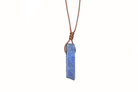 Lapis Lazuli Irregular Cuboid Necklace With Brown Cord Primal Chakra