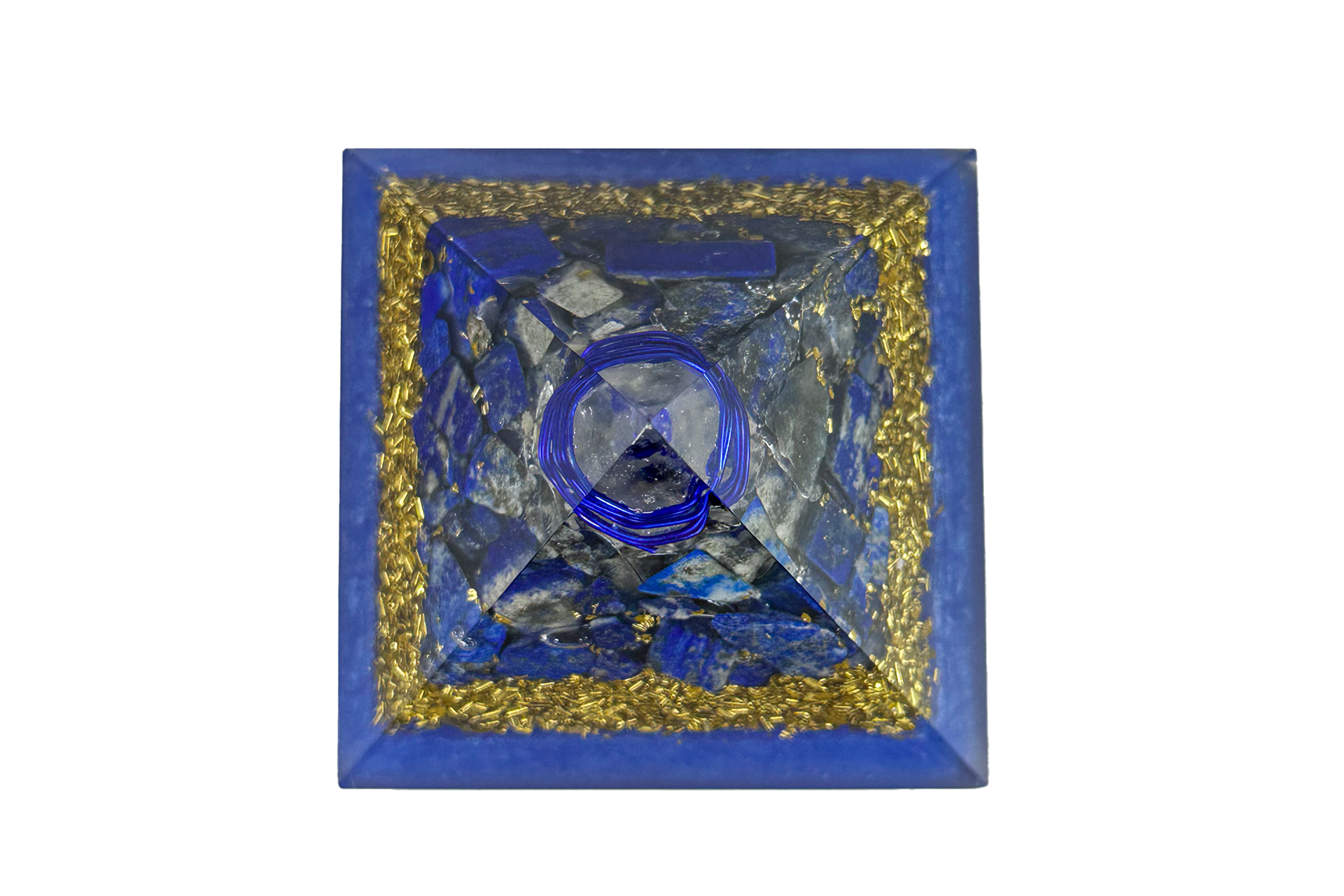 Lapis Lazuli Reiki Energy Charged Orgone Pyramid with Blue Mica Powder Primal Chakra
