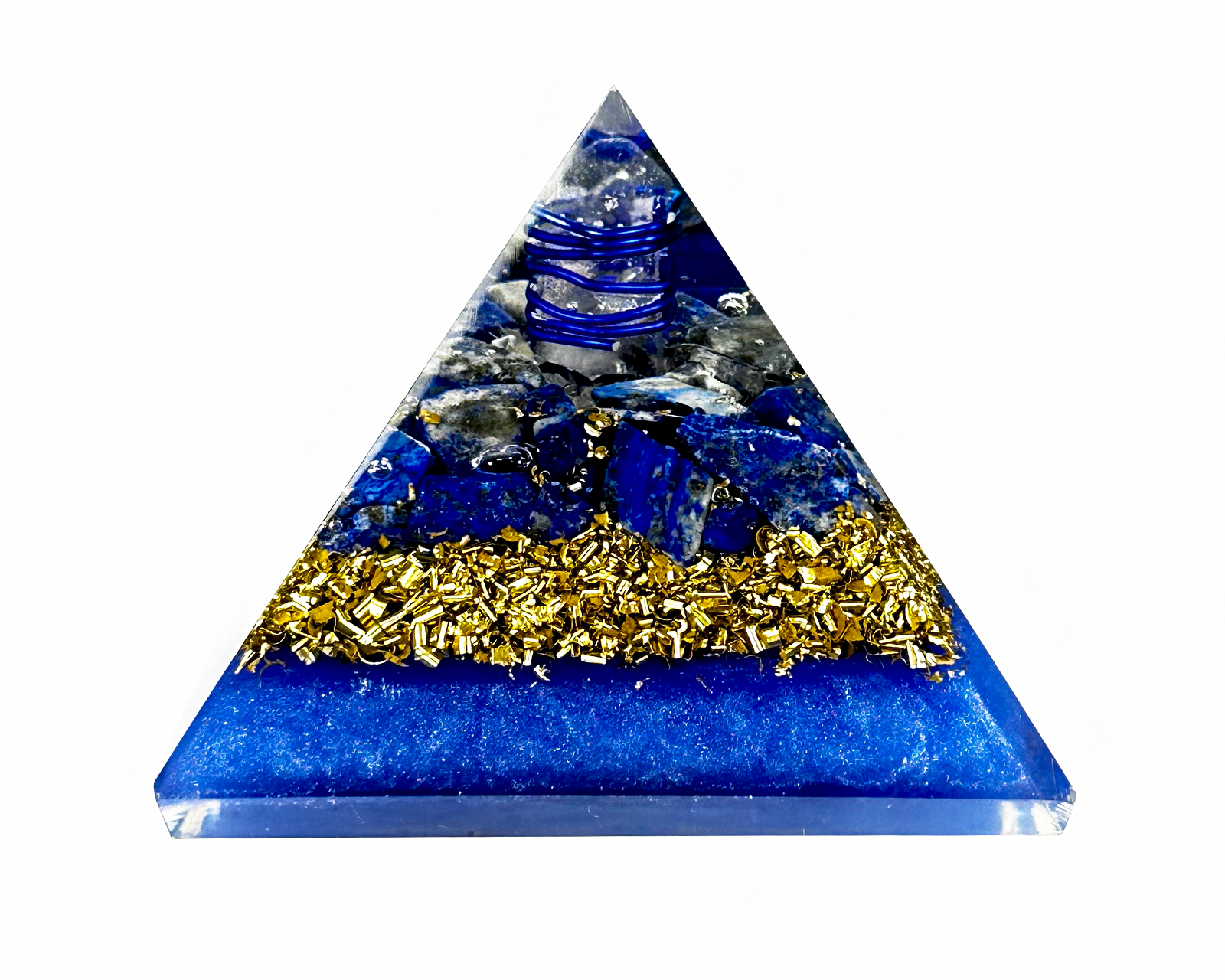 Lapis Lazuli Reiki Energy Charged Orgone Pyramid with Blue Mica Powder Primal Chakra