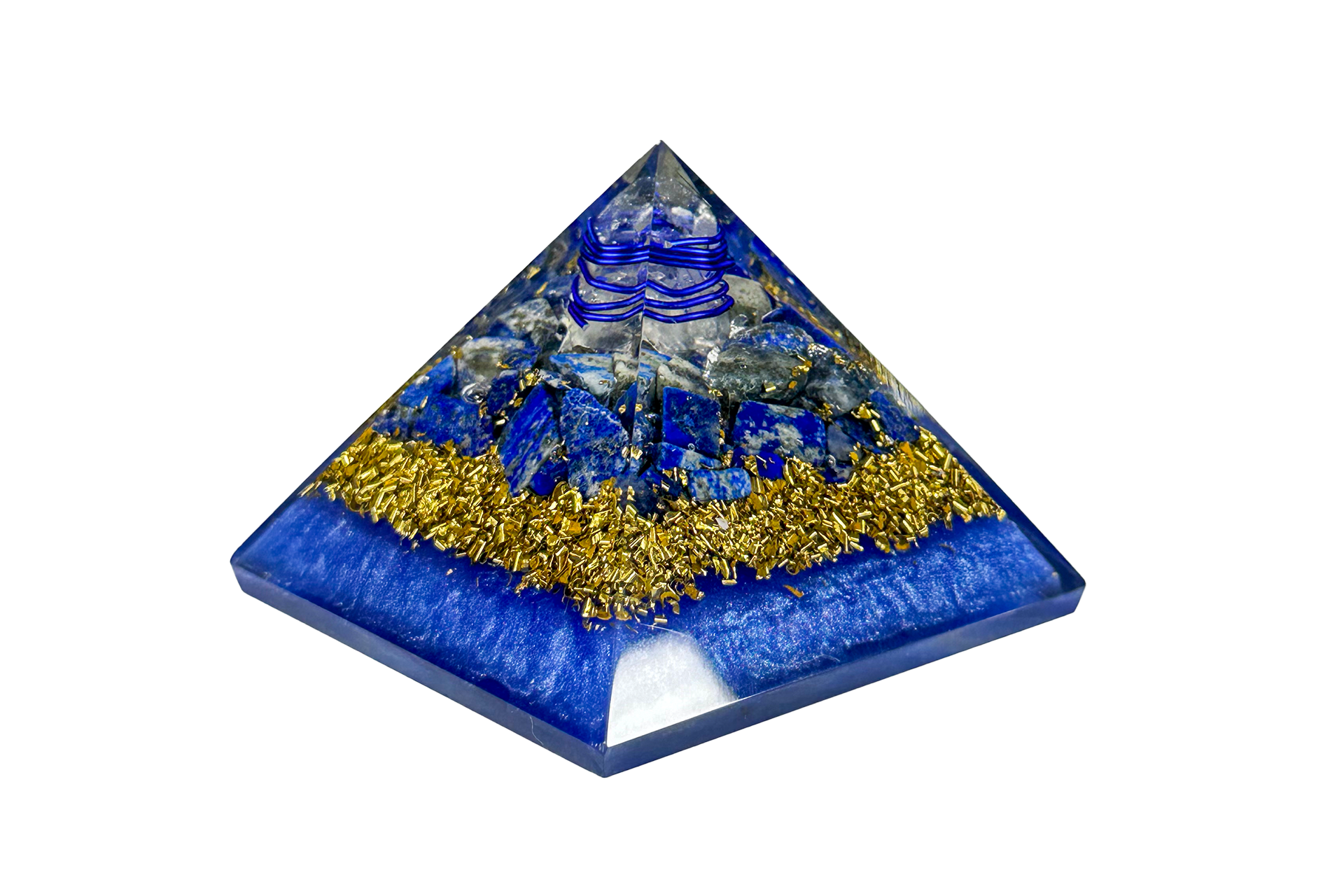 Lapis Lazuli Reiki Energy Charged Orgone Pyramid with Blue Mica Powder Primal Chakra