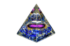 Lapis Lazuli Sphere Reiki Energy Charged Orgone Pyramid with Flower Of Life Emblem Primal Chakra