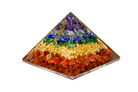 Layered 7 Chakra Reiki Energy Charged Orgone Pyramid with 7 Chakra Symbol Emblems Primal Chakra