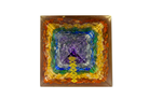 Layered 7 Chakra Reiki Energy Charged Orgone Pyramid with 7 Chakra Symbol Emblems Primal Chakra
