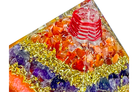 Layered Amethyst and Carnelian Reiki Energy Charged Orgone Pyramid with Orange Mica Powder Primal Chakra