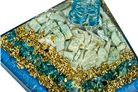 Layered Blue Onyx and Amazonite Reiki Energy Charged Orgone Pyramid with Blue Mica Powder Primal Chakra