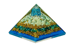 Layered Blue Onyx and Amazonite Reiki Energy Charged Orgone Pyramid with Blue Mica Powder Primal Chakra