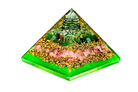 Layered Carnelian Rose Quartz and Green Aventurine Reiki Energy Charged Orgone Pyramid with Green Mica Powder Primal Chakra