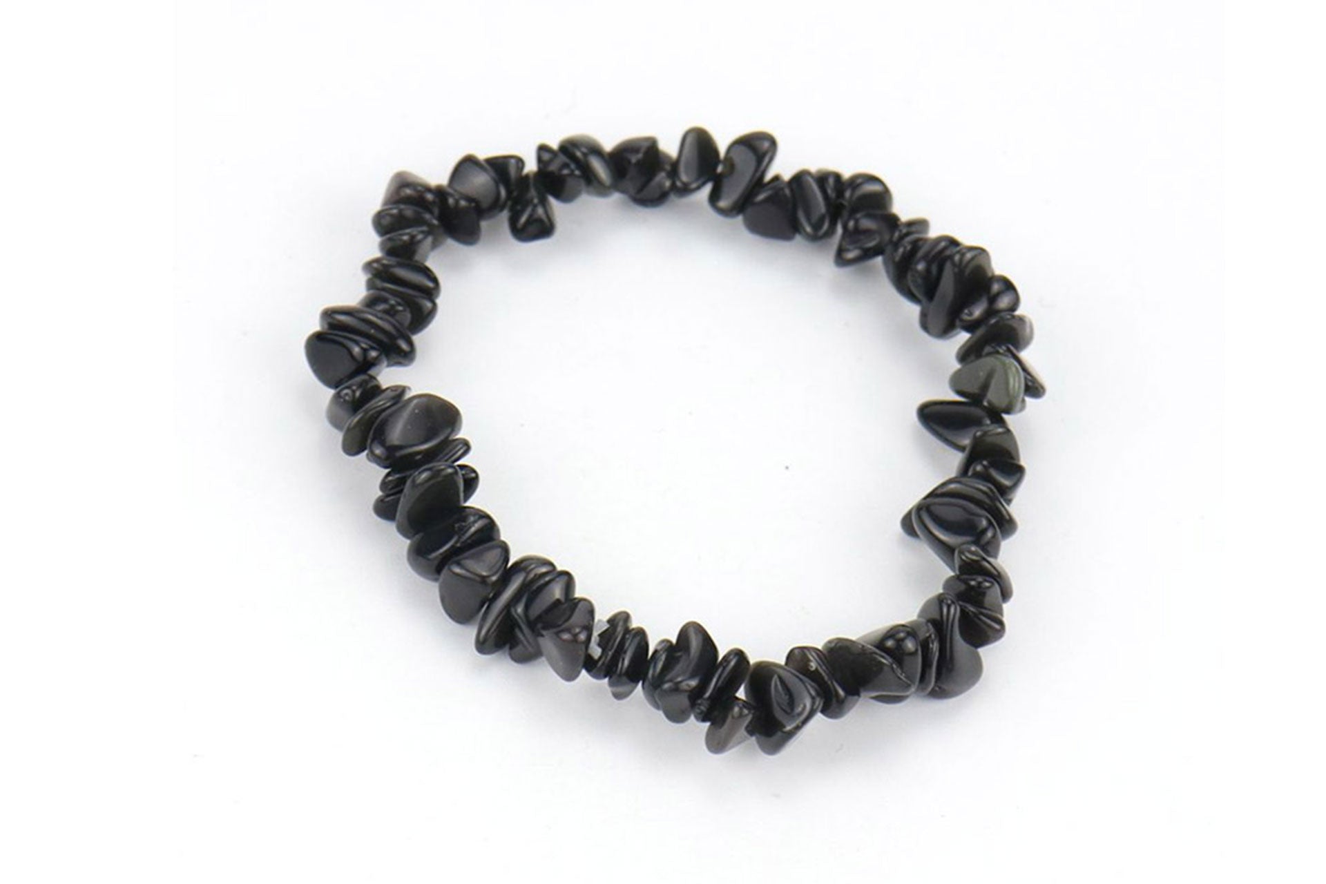 Obsidian Natural Crystal Chips Bracelet Primal Chakra