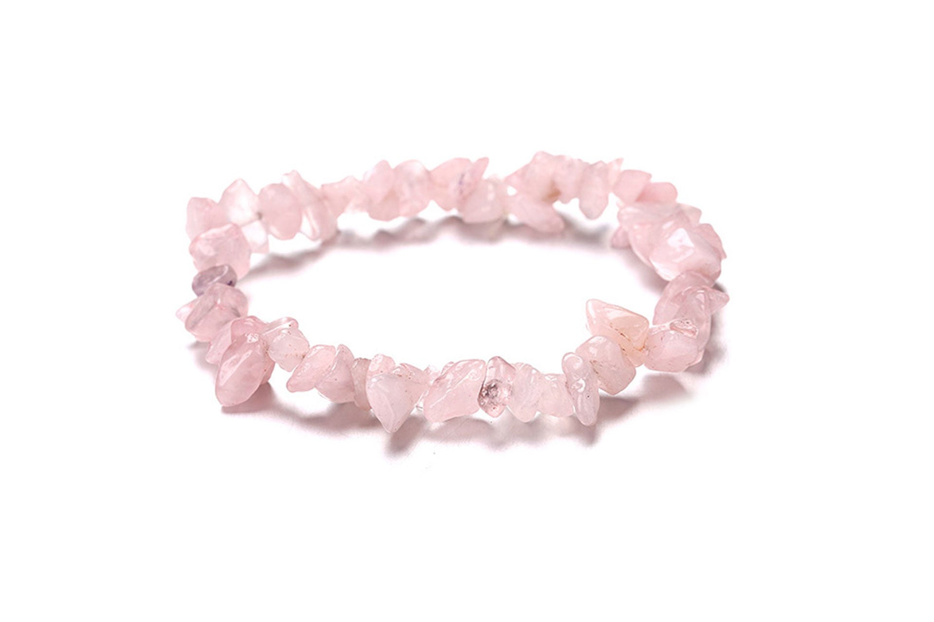 Rose Quartz Natural Crystal Chips Bracelet Primal Chakra
