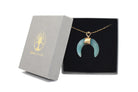 Amazonite Small Eclipse Moon Pendant with a Gold Chain Primal Chakra