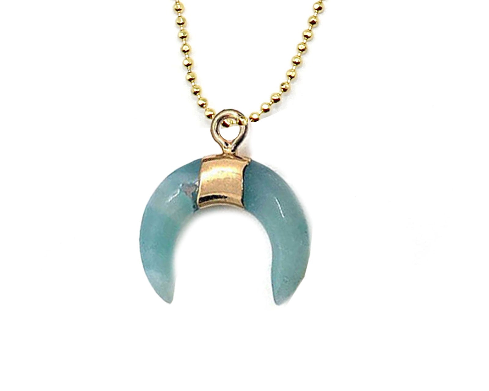 Amazonite Small Eclipse Moon Pendant with a Gold Chain Primal Chakra