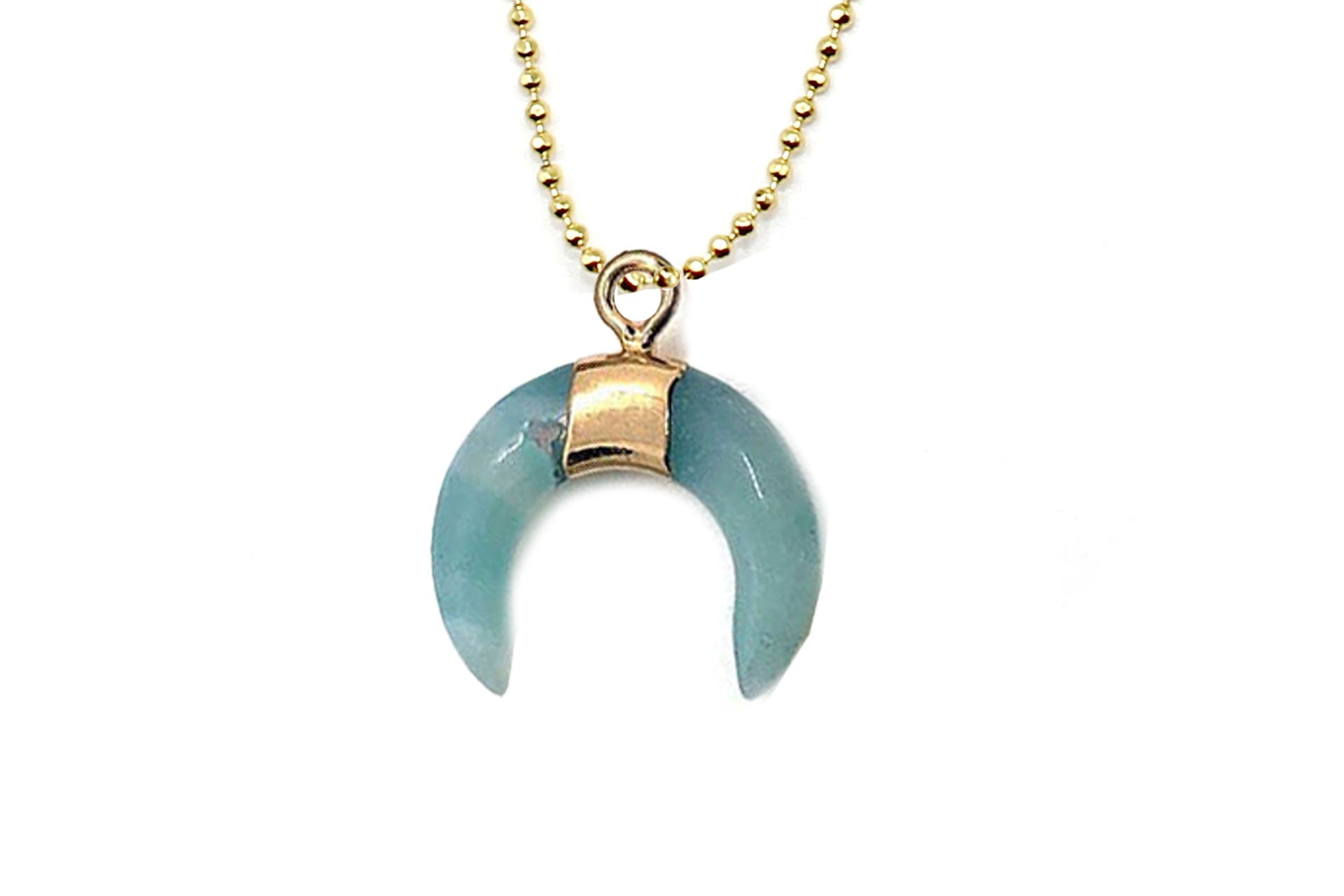 Amazonite Small Eclipse Moon Pendant with a Gold Chain Primal Chakra