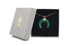 Green Aventurine Small Eclipse Moon Pendant with a Gold Chain Primal Chakra