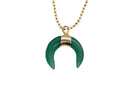 Green Aventurine Small Eclipse Moon Pendant with a Gold Chain Primal Chakra