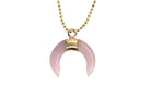 Rose Quartz Small Eclipse Moon Pendant with a Gold Chain Primal Chakra