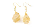 Yellow Citrine Winding Raw Crystal Earrings Primal Chakra