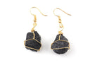 Obsidian Winding Raw Crystal Earrings Primal Chakra