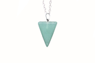 Green Aventurine Carved Triangle Necklace with Silver Chain Primal Chakra