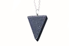 Blue Goldstone Carved Triangle Necklace with Silver Chain Primal Chakra