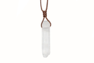 Clear Quartz Irregular Cuboid Necklace With Brown Cord Primal Chakra