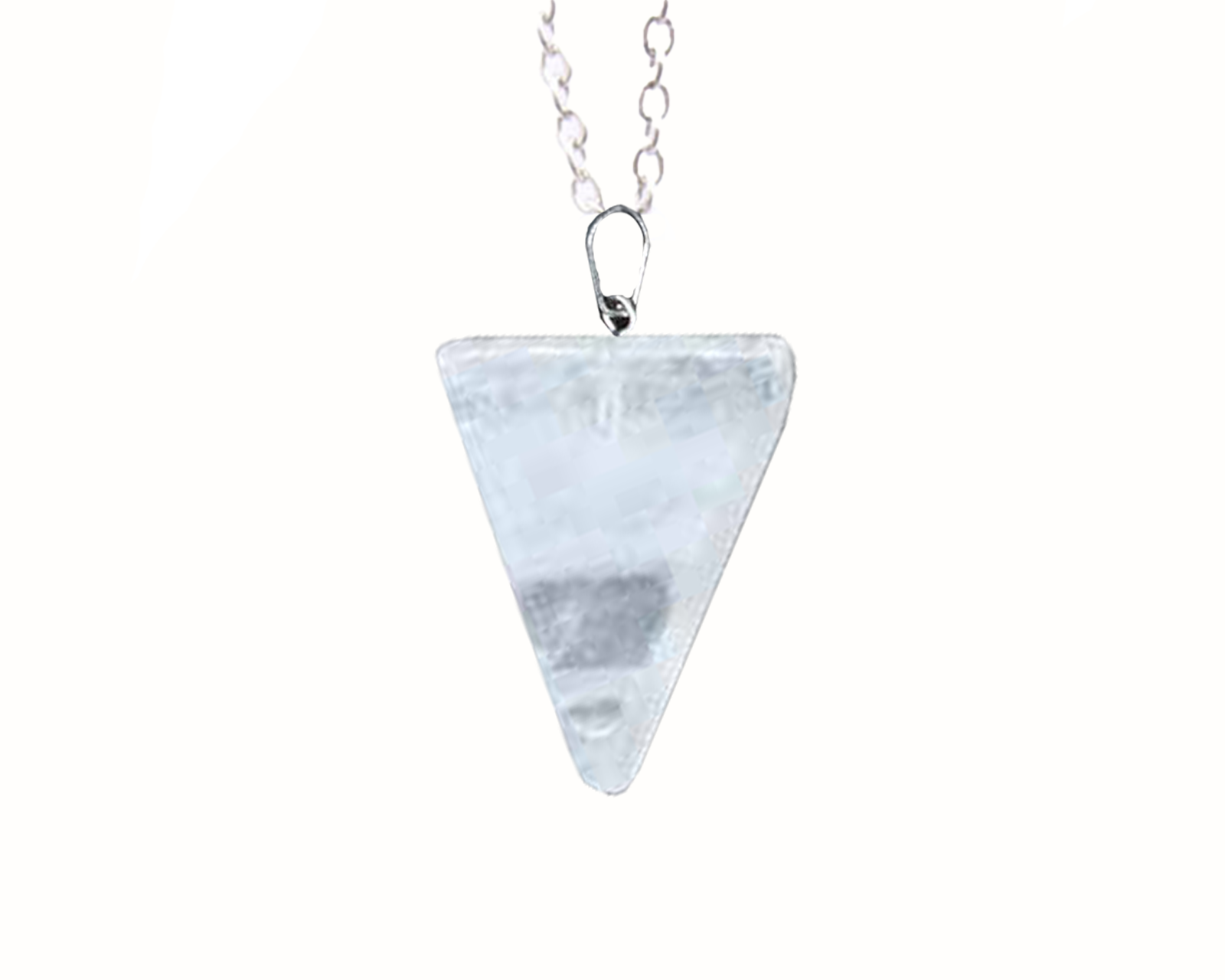 Clear Quartz Carved Triangle Necklace with Silver Chain Primal Chakra