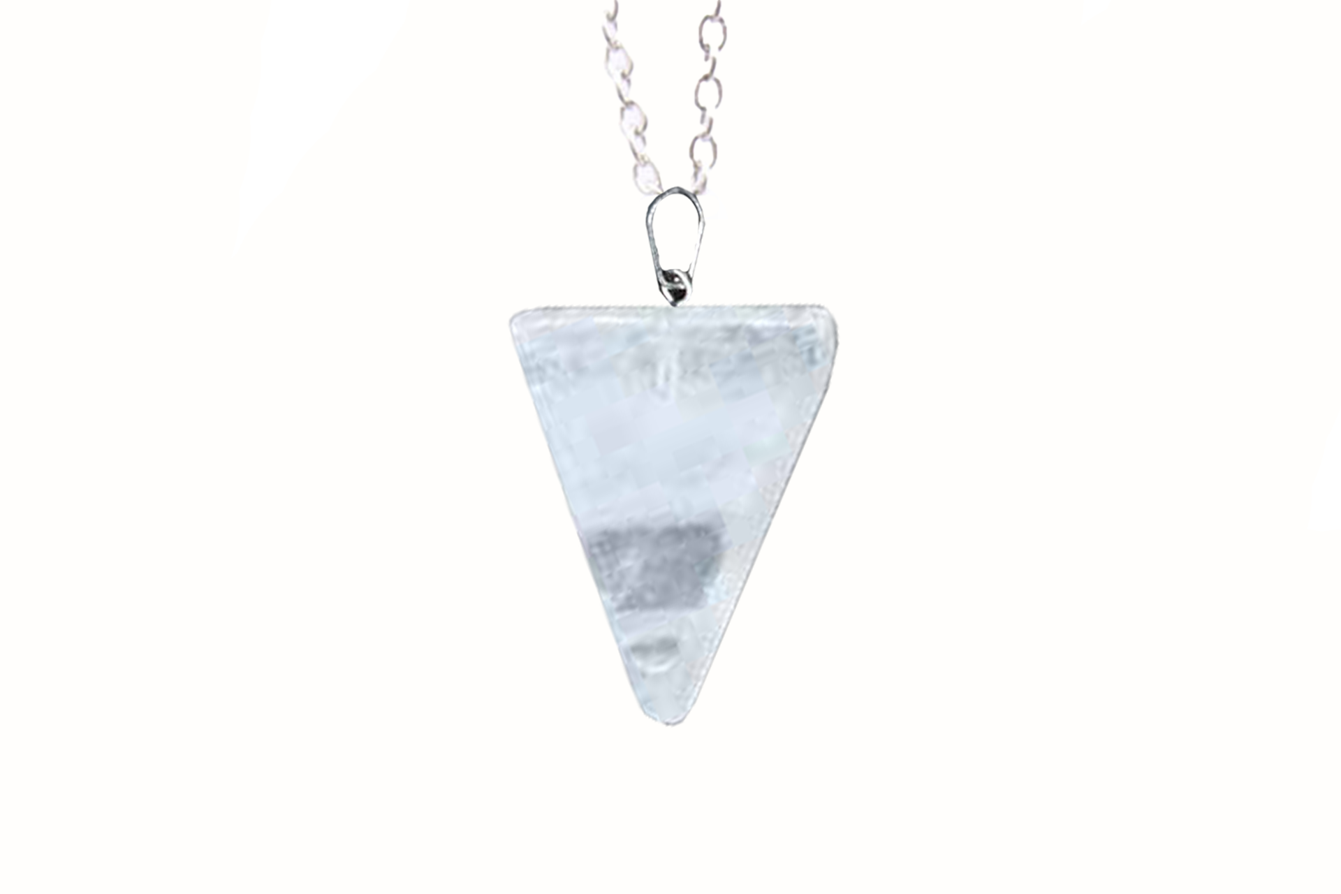 Clear Quartz Carved Triangle Necklace with Silver Chain Primal Chakra