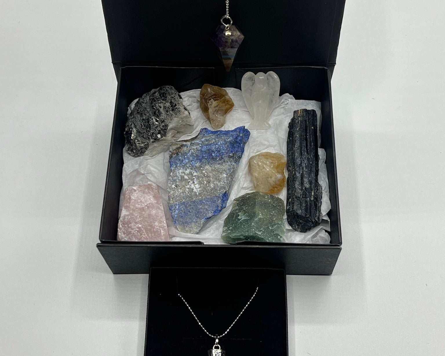 Crystal starter gift set arranged inside its presentation box