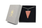 Gold Goldstone Carved Triangle Necklace with Silver Chain Primal Chakra