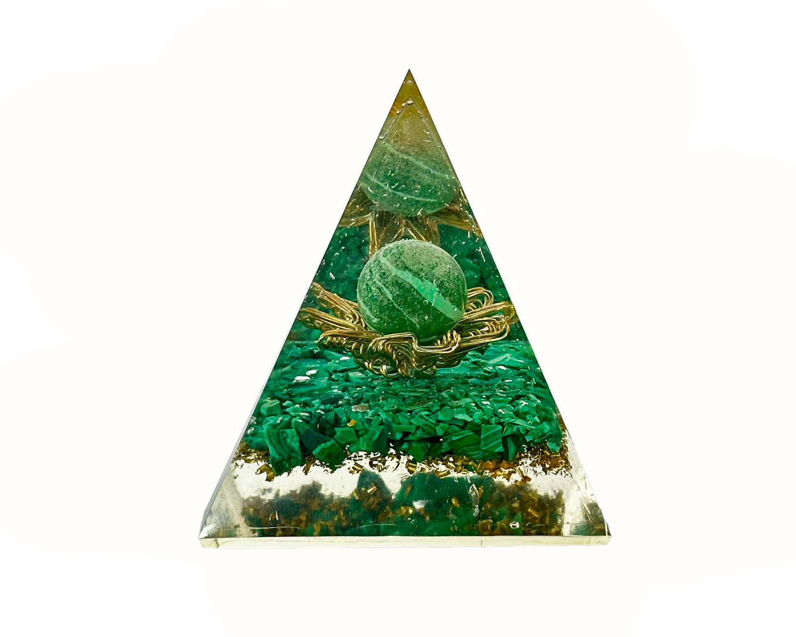 Green Malachite Flower Sphere Orgone Pyramid Primal Chakra