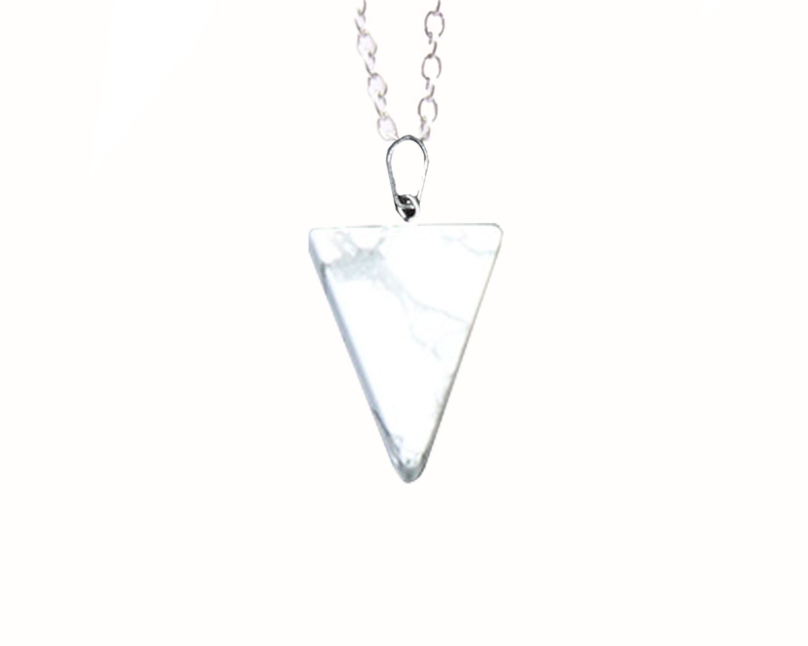 White Turquoise Carved Triangle Necklace with Silver Chain Primal Chakra