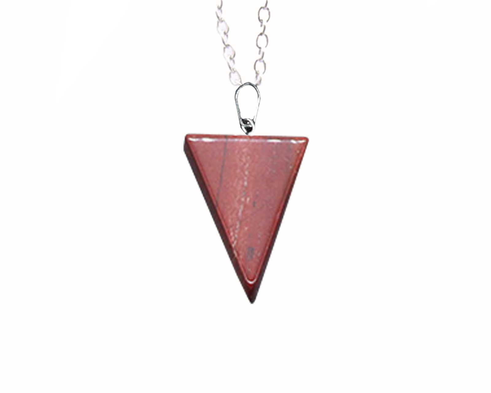 Red Jasper Carved Triangle Necklace with Silver Chain Primal Chakra
