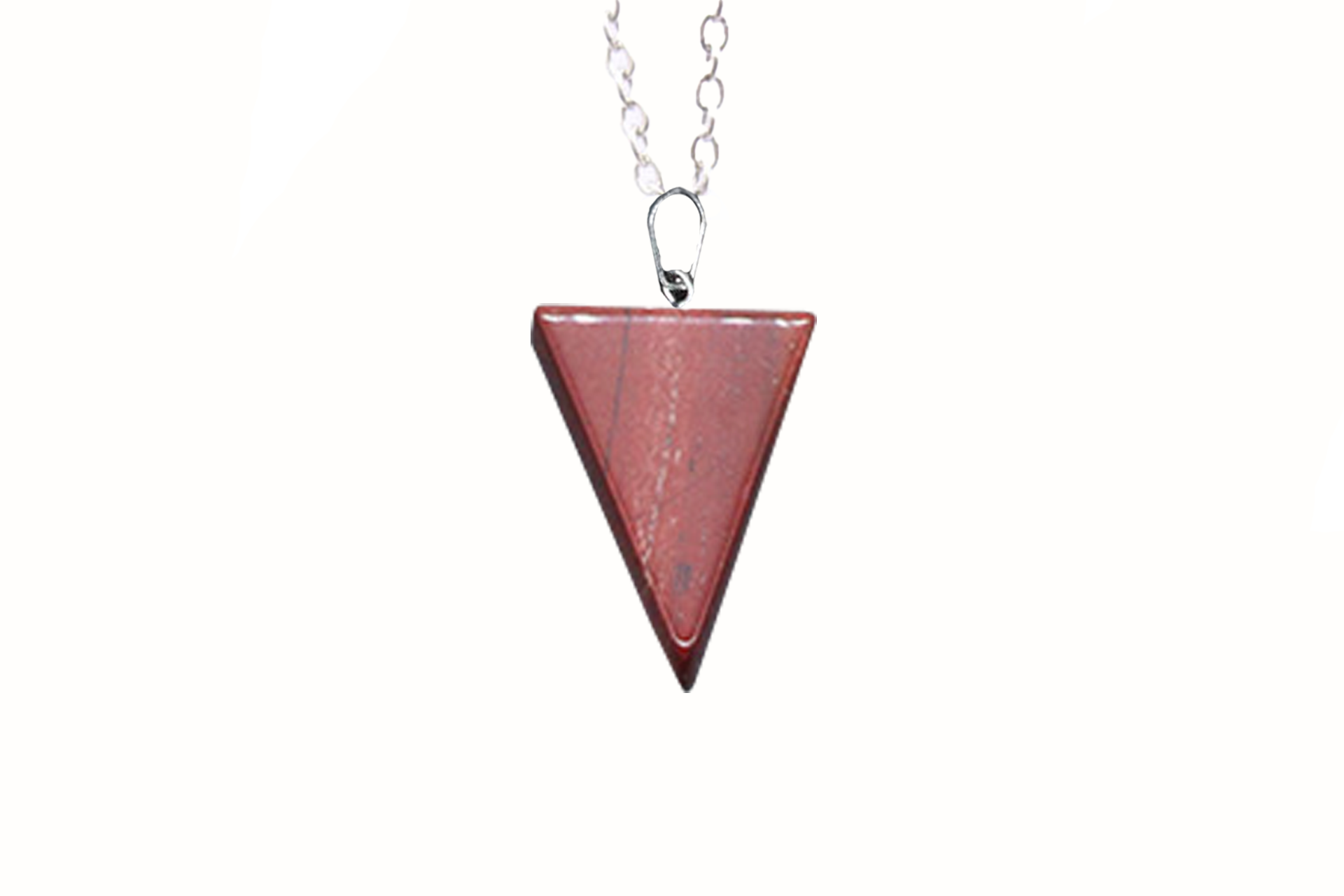Red Jasper Carved Triangle Necklace with Silver Chain Primal Chakra