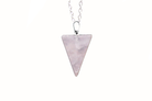Rose Quartz Carved Triangle Necklace with Silver Chain Primal Chakra