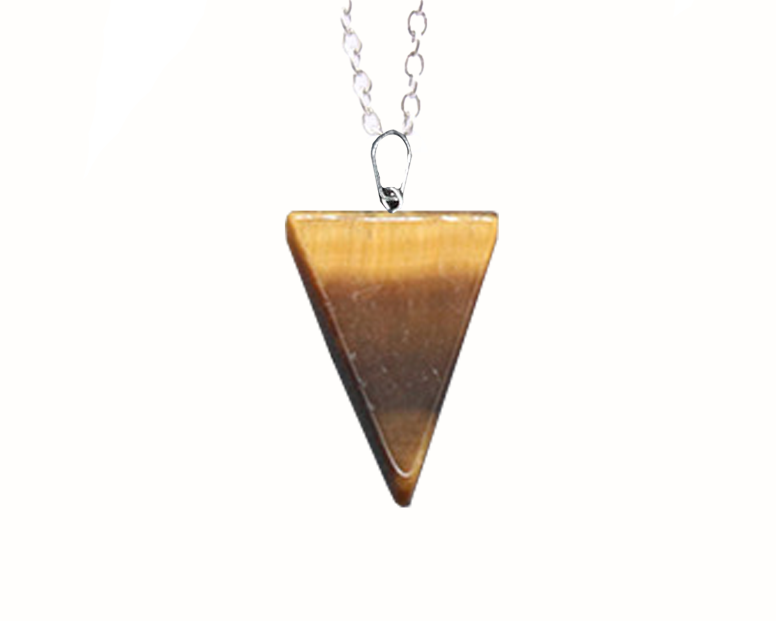 Tiger Eye Carved Triangle Necklace with Silver Chain Primal Chakra