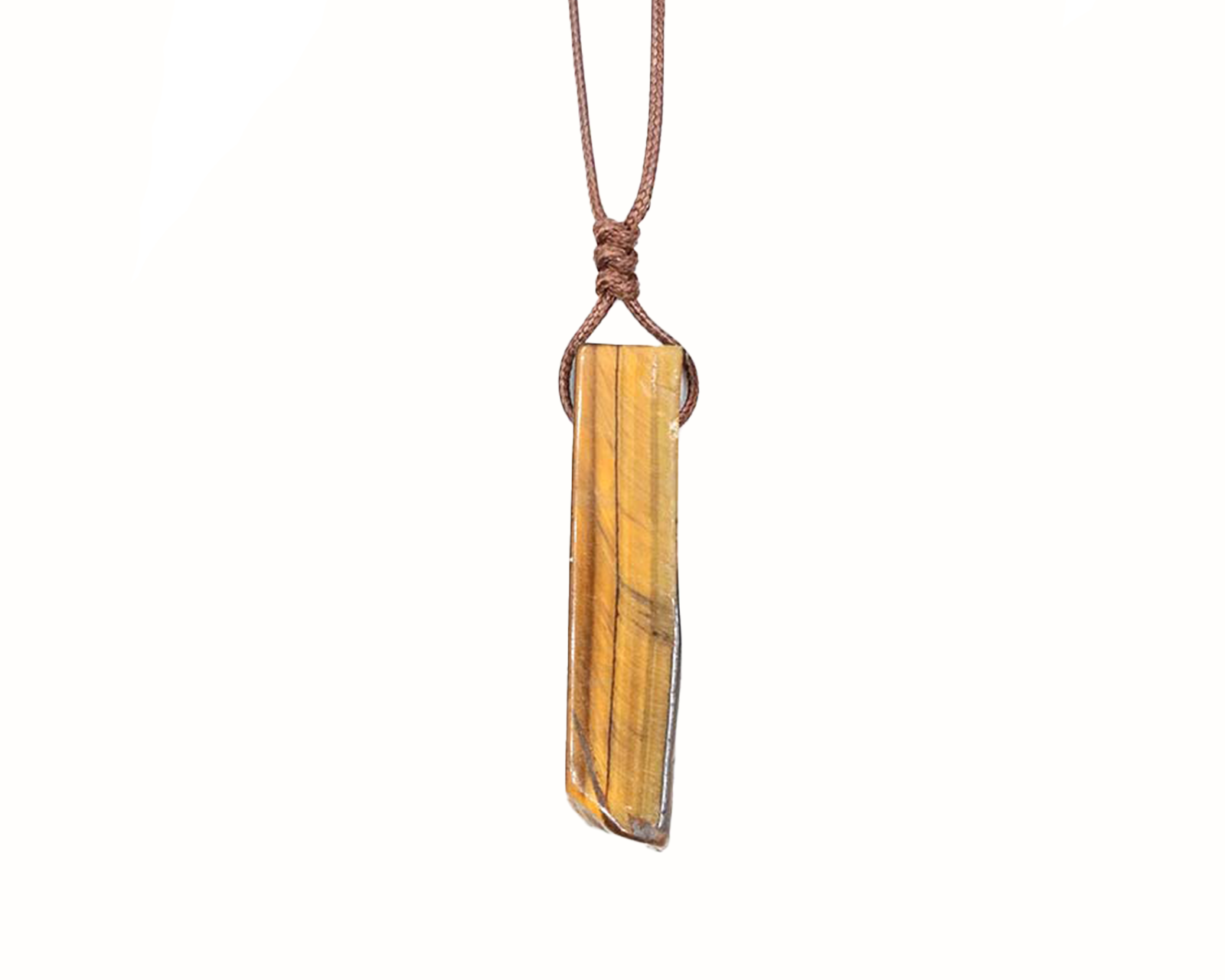 Tiger Eye Irregular Cuboid Necklace With Brown Cord Primal Chakra
