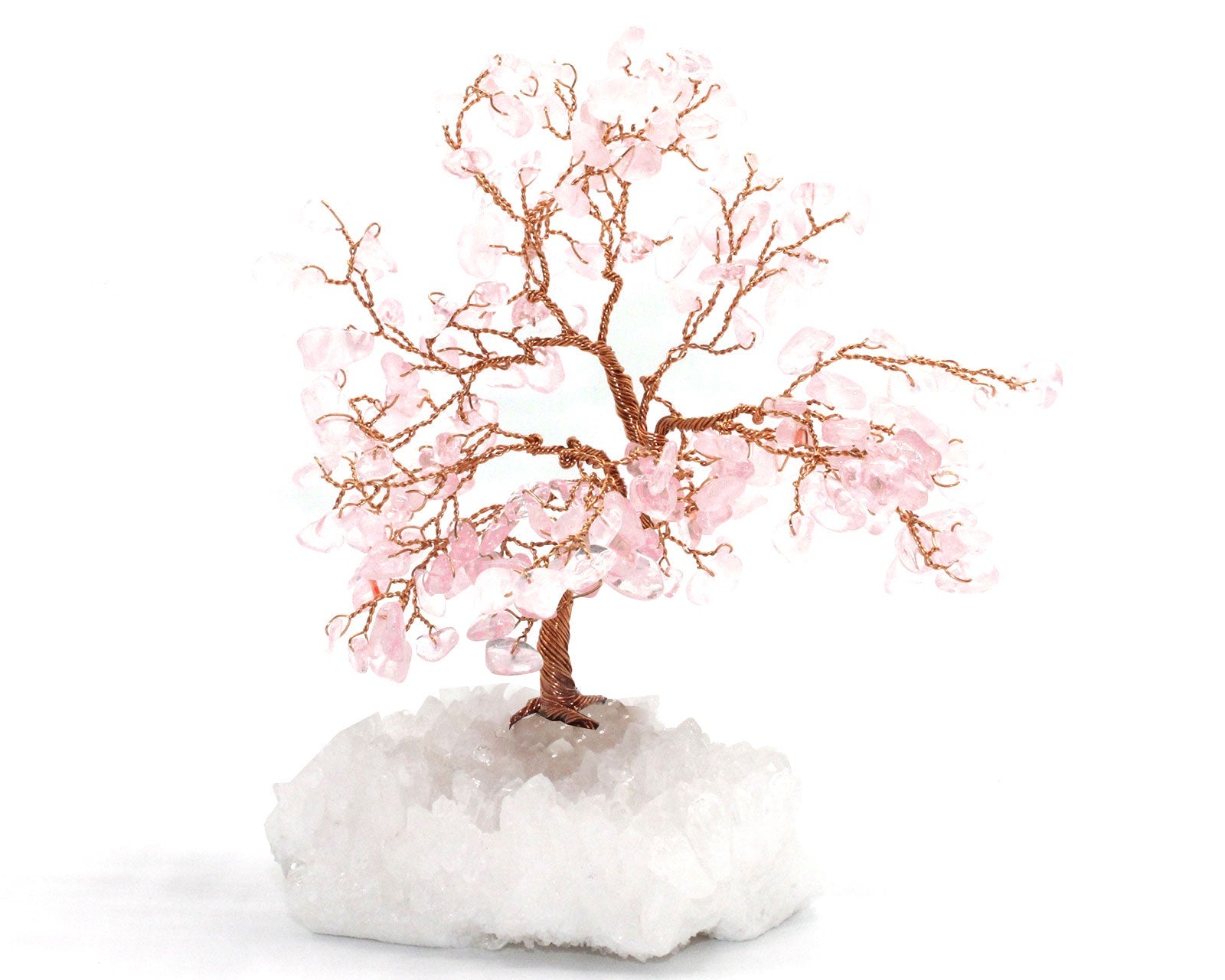 Reiki Energy Charged Crystal Tree Of Life With Rose Quartz Crystals On A White Quartz Base Primal Chakra