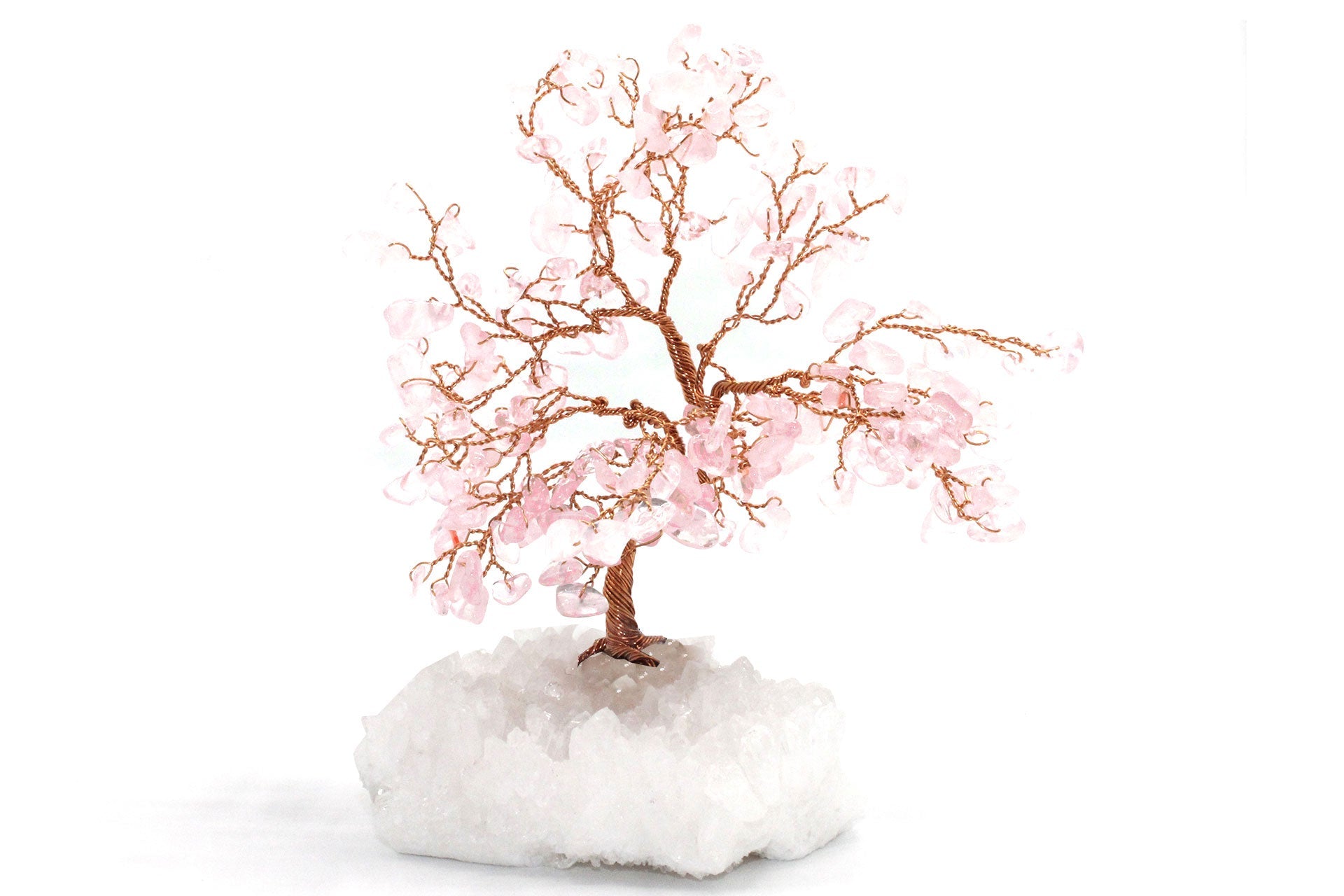 Reiki Energy Charged Crystal Tree Of Life With Rose Quartz Crystals On A White Quartz Base Primal Chakra