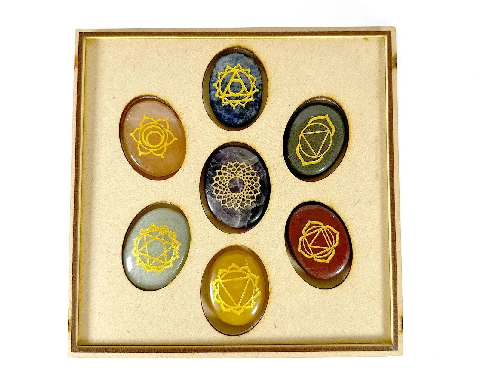 7 Chakra Oval Disk Set In Presentation Box Primal Chakra